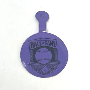 VTG Baseball Hall of Fame Pin Purple Metal Fold Over Tab Pinback Cooperstown NY